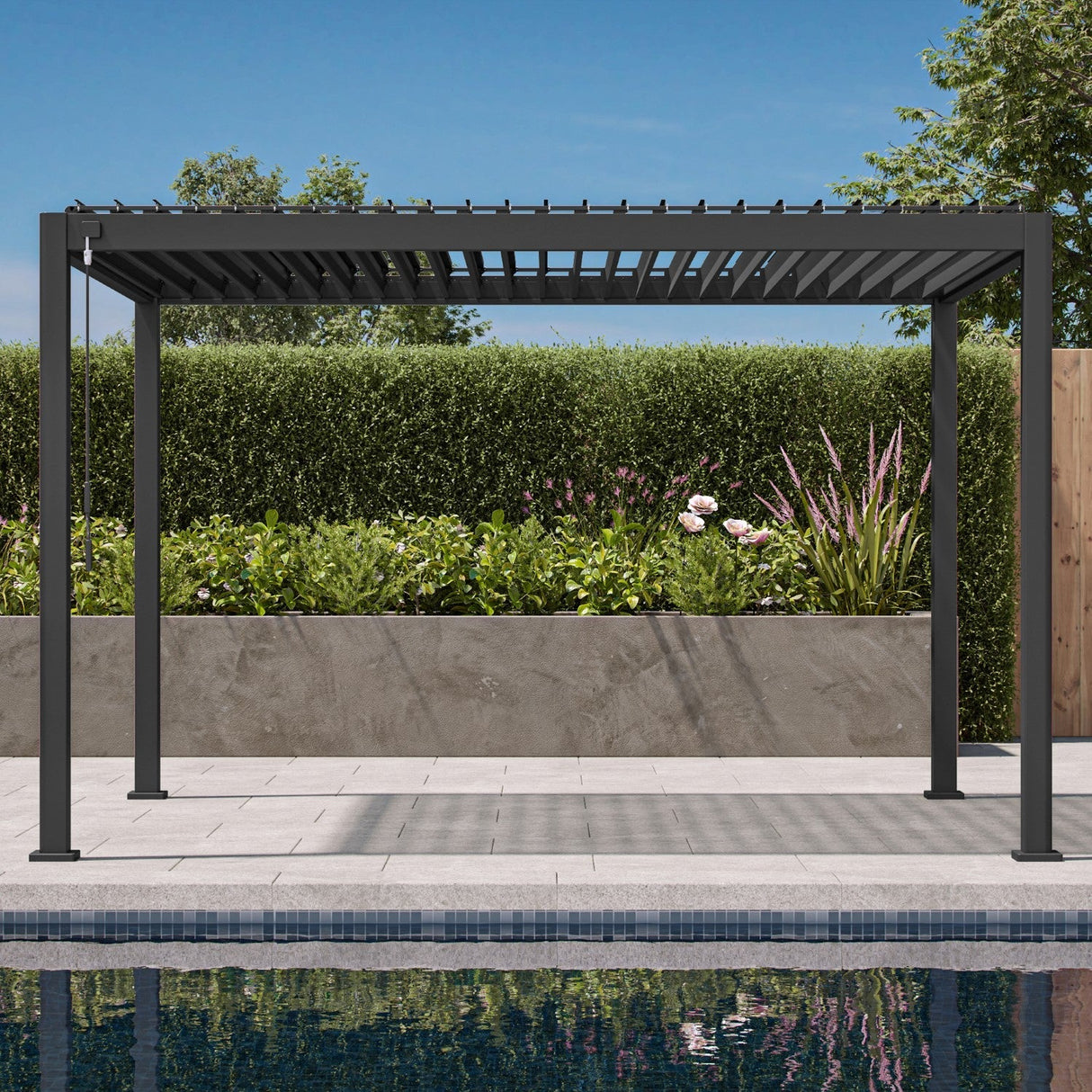 Pergola,patioslife,Poolside,Outdoor Leisure Area,Outdoor Kitchen or Dining Area,Garden Pathway,Rooftop Terrace,Sun Shading & Light Contro,Space Definition