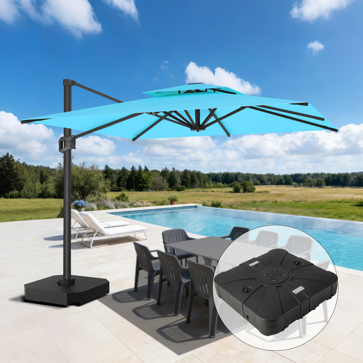 Patioslife Aegis Pro Sombrilla Excéntrica con Estructura de Aluminio para Jardín y Terraza