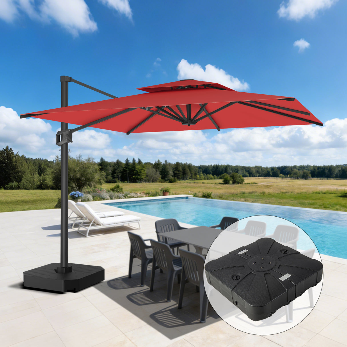Patioslife Aegis Pro Sombrilla Excéntrica con Estructura de Aluminio para Jardín y Terraza