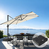 Patioslife Aegis Premium Parasol Excéntrico con LED Solar y Giro 360°