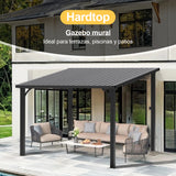 Patioslife Haven Gazebo de Techo Duro de Pared de Aluminio