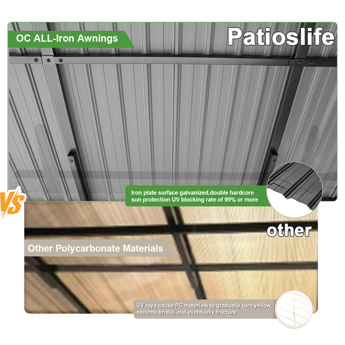 Patioslife Haven Gazebo de Techo Duro de Pared de Aluminio