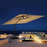 Patioslife Aegis Pro Sombrilla Excéntrica con Iluminación LED Solar, Estructura de Aluminio Termolacado y Rotación 360°