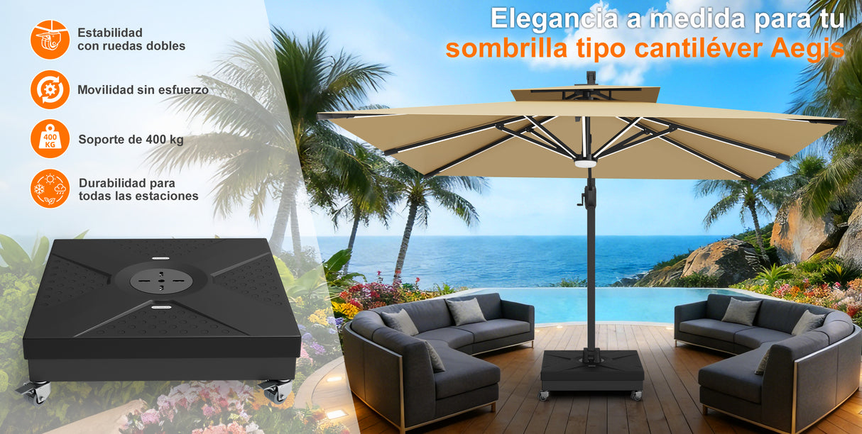 Patioslife Base Modular con Ruedas y Freno para Sombrilla Excéntrica Aegis