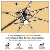 Patioslife Aegis Premium Parasol Excéntrico con LED Solar y Giro 360°