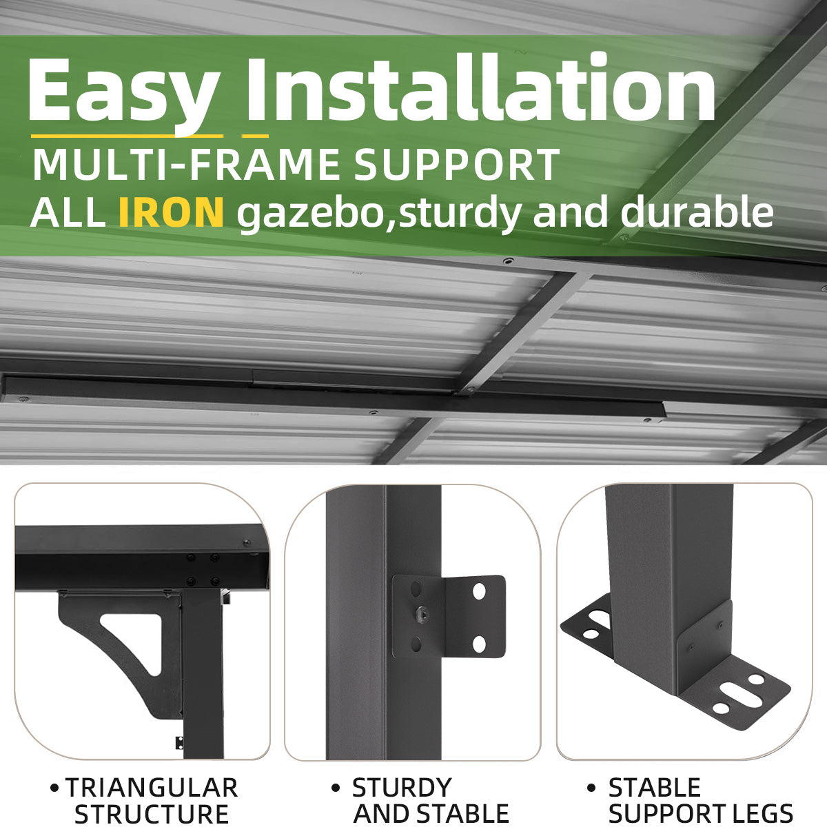 Patioslife Haven Gazebo de Techo Duro de Pared de Aluminio