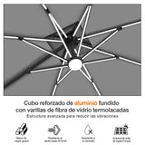 Patioslife Aegis Premium Parasol Excéntrico con LED Solar y Giro 360°