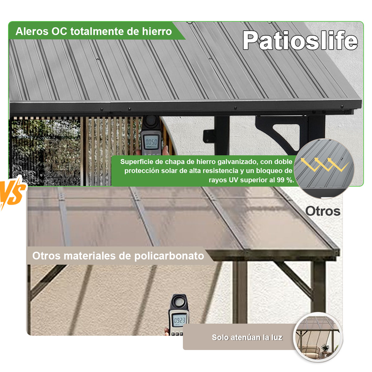 Patioslife Haven Gazebo de Techo Duro de Pared de Aluminio