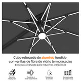 Patioslife Aegis Premium Parasol Excéntrico con LED Solar y Giro 360°