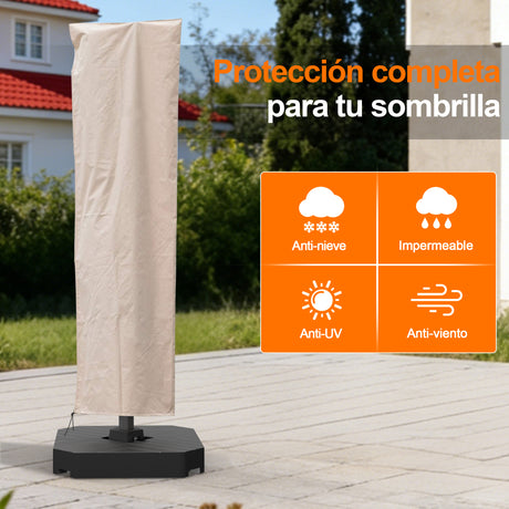 Patioslife Aegis – Funda para Parasol Excéntrico Ø 2,7–4 m – Oxford 600D, Impermeable y Anti-UV