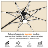 Patioslife Aegis Premium Parasol Excéntrico con LED Solar y Giro 360°