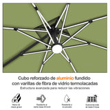 Patioslife Aegis Premium Parasol Excéntrico con LED Solar y Giro 360°