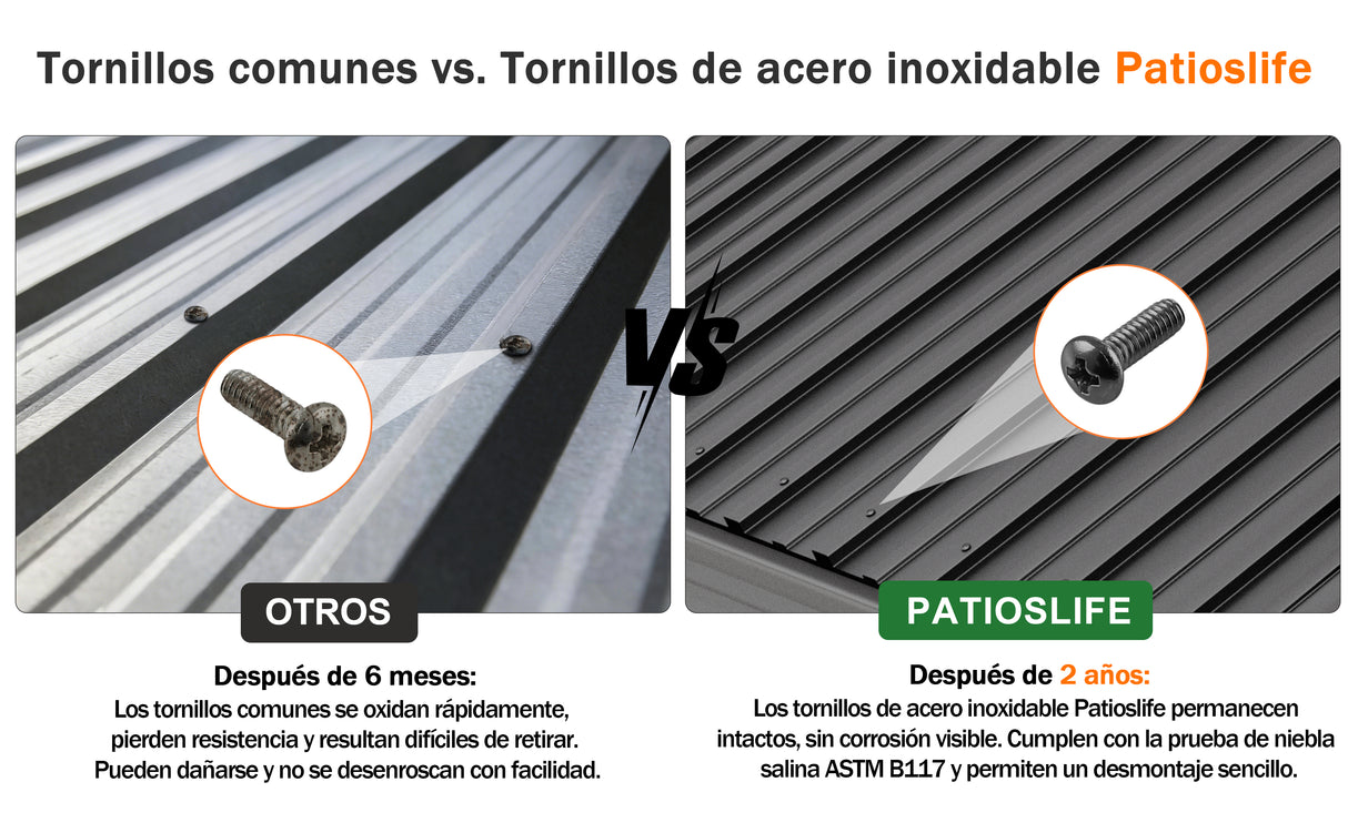 Patioslife Haven Gazebo de Techo Duro de Pared de Aluminio