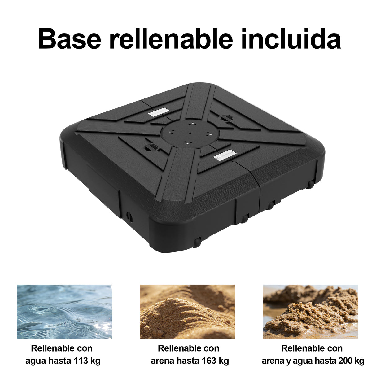 Patioslife Aegis Premium Sombrilla Excéntrica con Iluminación LED Solar y Rotación 360°