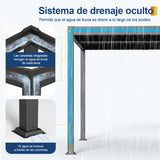 Patioslife Atlantic Pérgola de Aluminio con Lamas Ajustables y Luces LED
