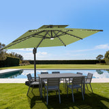 Patioslife Aegis Pro Sombrilla Excéntrica con Iluminación LED Solar, Estructura de Aluminio Termolacado y Rotación 360°
