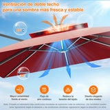 Patioslife Aegis Premium Parasol Excéntrico con LED Solar y Giro 360°