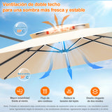 Patioslife Aegis Premium Parasol Excéntrico con LED Solar y Giro 360°