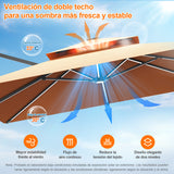 Patioslife Aegis Premium Parasol Excéntrico con LED Solar y Giro 360°