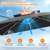 Patioslife Aegis Premium Parasol Excéntrico con LED Solar y Giro 360°
