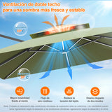 Patioslife Aegis Premium Parasol Excéntrico con LED Solar y Giro 360°