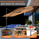 Patioslife Aegis Pro Sombrilla Excéntrica con Iluminación LED Solar, Estructura de Aluminio Termolacado y Rotación 360°