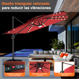 Patioslife Aegis Pro Sombrilla Excéntrica con Iluminación LED Solar, Estructura de Aluminio Termolacado y Rotación 360°