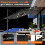 Patioslife Aegis Pro Sombrilla Excéntrica con Iluminación LED Solar, Estructura de Aluminio Termolacado y Rotación 360°