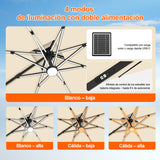 Patioslife Aegis Premium Parasol Excéntrico con LED Solar y Giro 360°