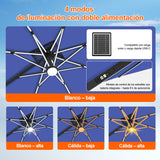 Patioslife Aegis Premium Parasol Excéntrico con LED Solar y Giro 360°