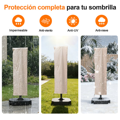 Patioslife Aegis – Funda para Parasol Excéntrico Ø 2,7–4 m – Oxford 600D, Impermeable y Anti-UV