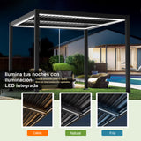Patioslife Atlantic Pérgola de Aluminio con Lamas Ajustables y Luces LED