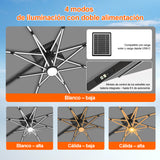 Patioslife Aegis Premium Parasol Excéntrico con LED Solar y Giro 360°