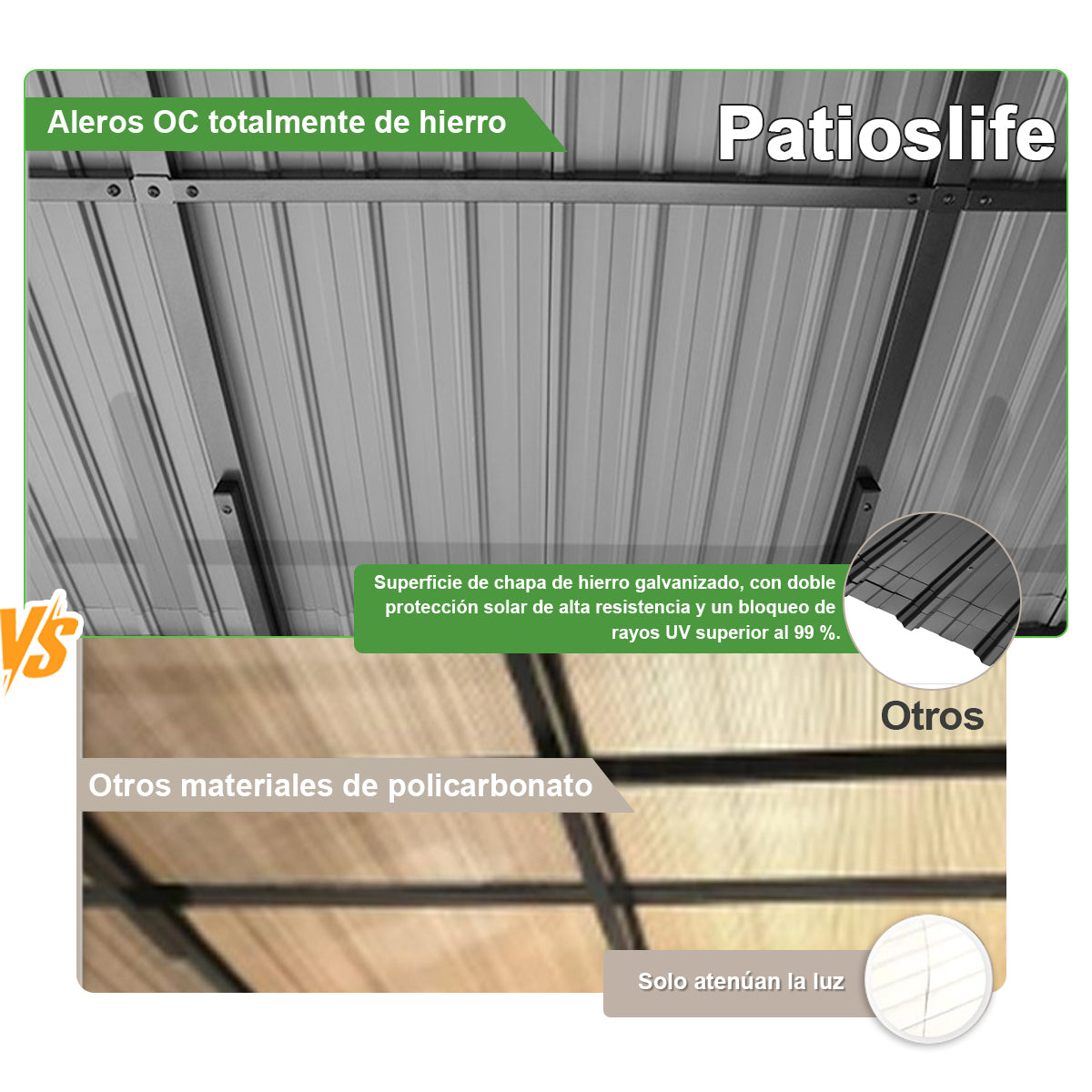 Patioslife Haven Gazebo de Techo Duro de Pared de Aluminio