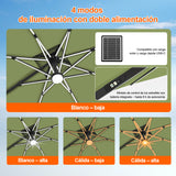 Patioslife Aegis Premium Parasol Excéntrico con LED Solar y Giro 360°