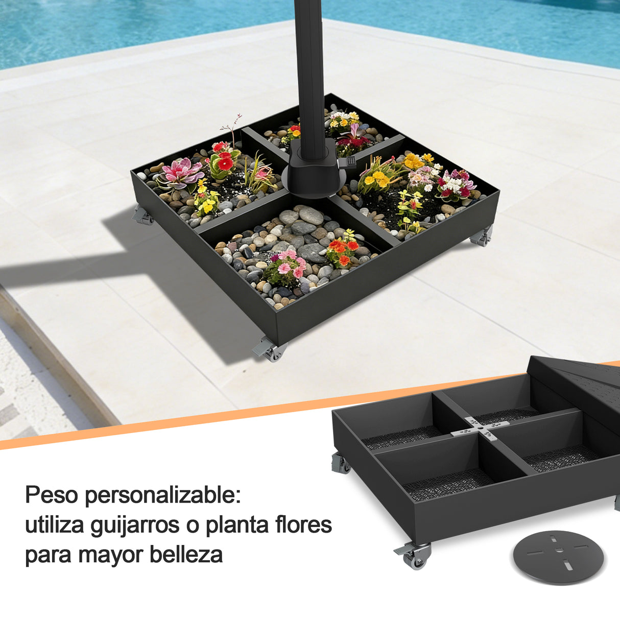 Patioslife Base Modular con Ruedas y Freno para Sombrilla Excéntrica Aegis