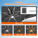 Patioslife Aegis Premium Parasol Excéntrico con LED Solar y Giro 360°