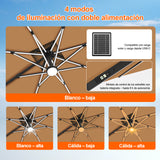 Patioslife Aegis Premium Parasol Excéntrico con LED Solar y Giro 360°