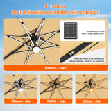 Patioslife Aegis Premium Parasol Excéntrico con LED Solar y Giro 360°