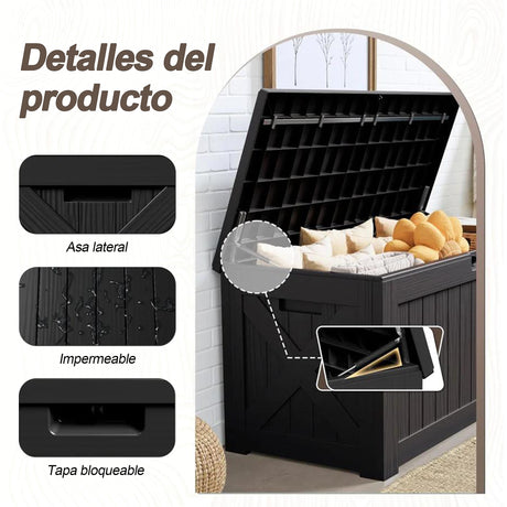 Patioslife YardVault Arcón de Resina para Jardín, Impermeable con Cerradura y Protección UV