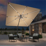 Patioslife Aegis Premium Parasol Excéntrico con LED Solar y Giro 360°