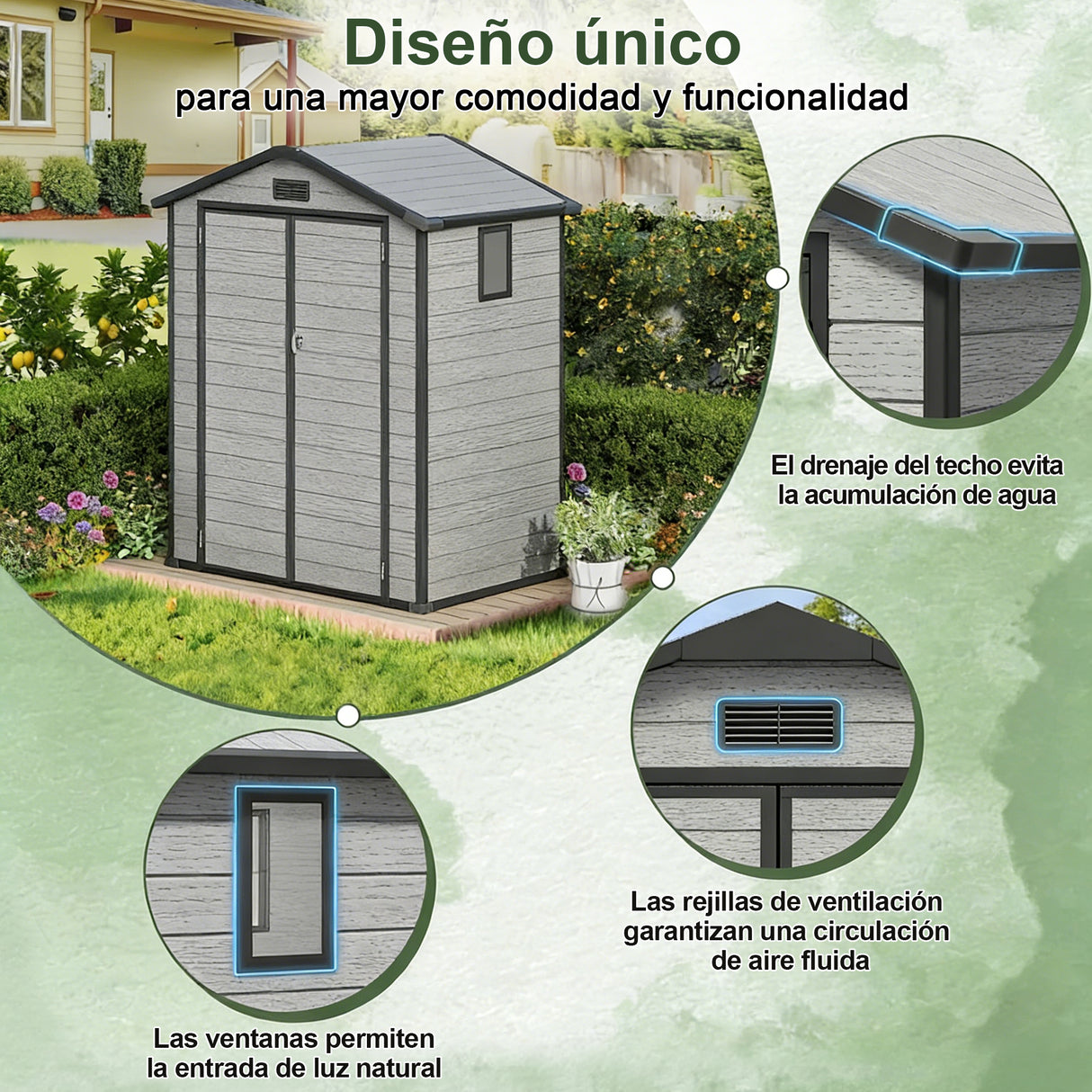 Cobertizo de Resina Patioslife YardVault | Caseta de Almacenamiento Impermeable y con Cerradura para Jardín