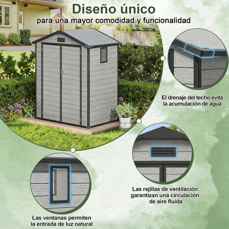 Cobertizo de Resina Patioslife YardVault | Caseta de Almacenamiento Impermeable y con Cerradura para Jardín