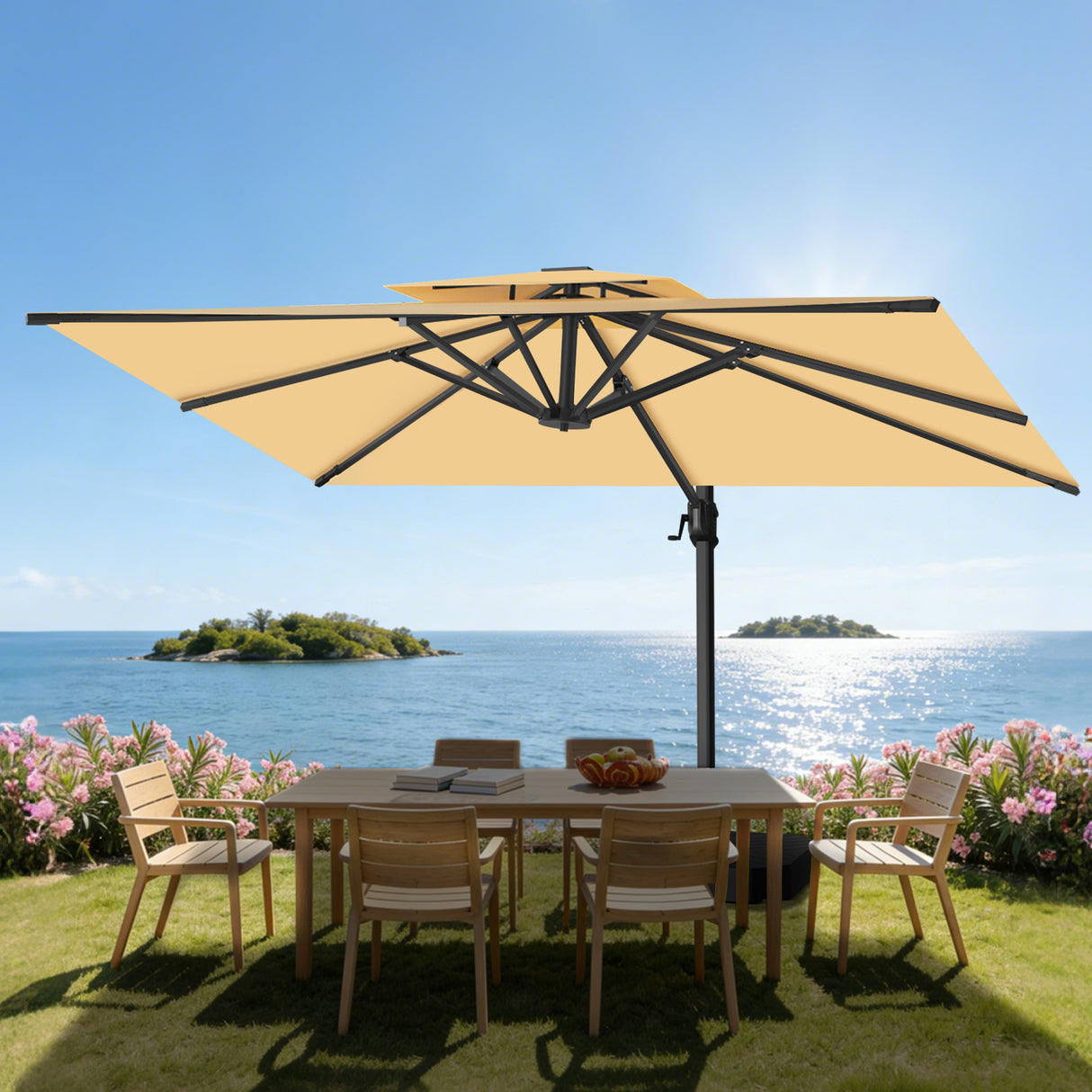 Patioslife Aegis Pro Sombrilla Excéntrica con Estructura de Aluminio para Jardín y Terraza