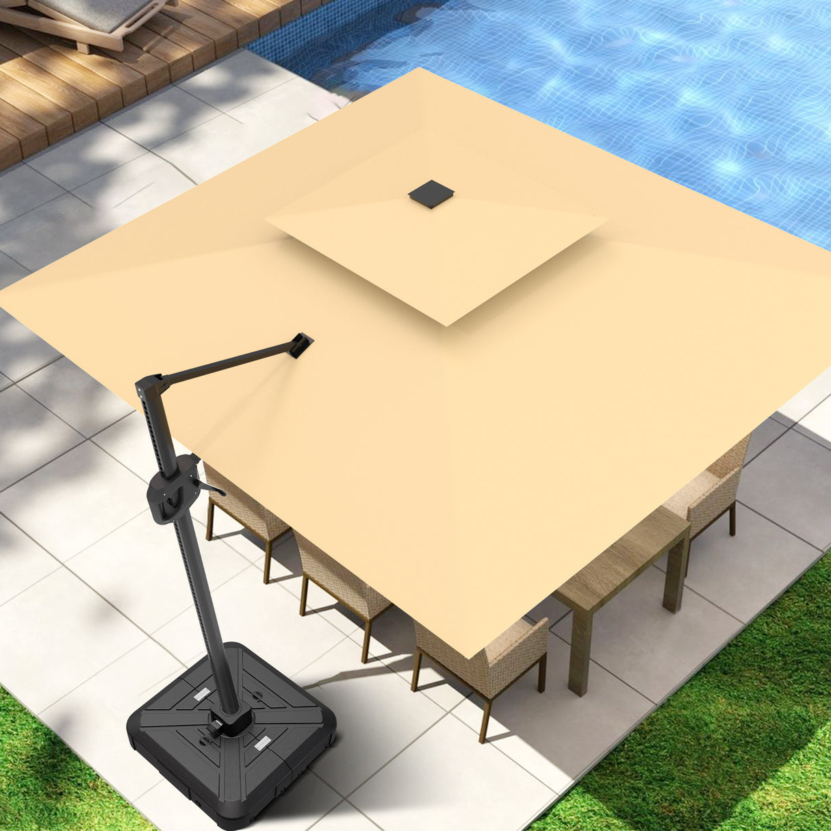 Patioslife Base Rellenable con Ruedas para Sombrilla y Parasol de Terraza