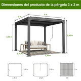 Patioslife Atlantic Pérgola de Aluminio con Lamas Regulables y Luces LED