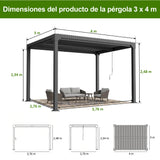 Patioslife Atlantic Pérgola de Aluminio con Lamas Regulables y Luces LED