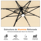 Patioslife Aegis Pro Sombrilla Excéntrica con Iluminación LED Solar, Estructura de Aluminio Termolacado y Rotación 360°