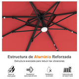 Patioslife Aegis Pro Sombrilla Excéntrica con Iluminación LED Solar, Estructura de Aluminio Termolacado y Rotación 360°
