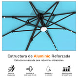 Patioslife Aegis Pro Sombrilla Excéntrica con Iluminación LED Solar, Estructura de Aluminio Termolacado y Rotación 360°